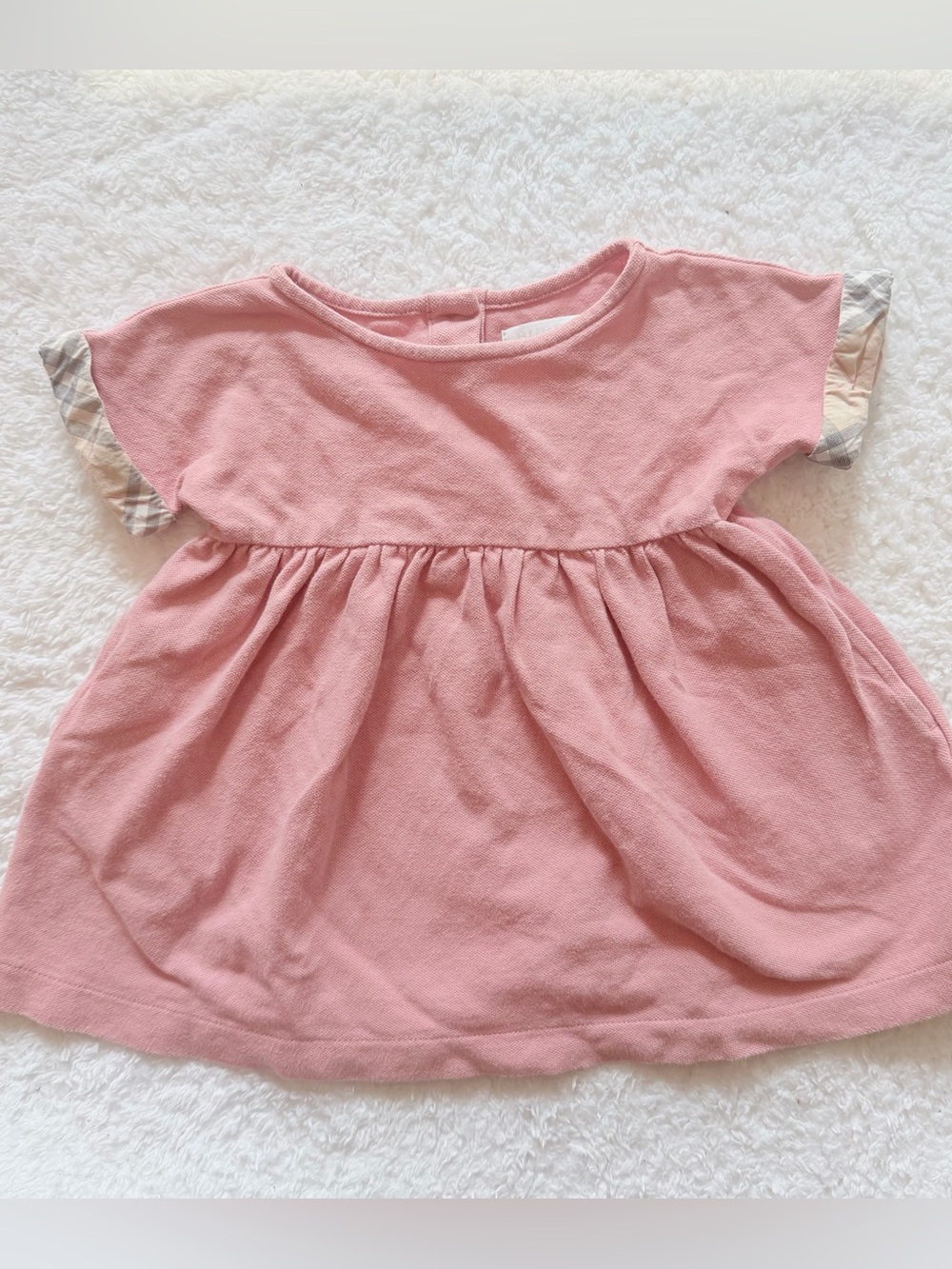 Burberry Baby Girl 6m Dress Nova Check Pink Cotton Set Authentic Tops